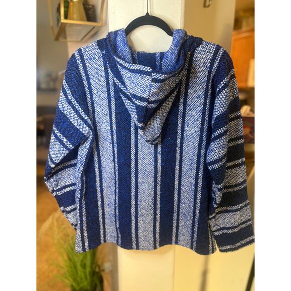 Earthbound Trading Company Blue Hippie Boho Poncho Medium Unisex - Picture 4 of 4